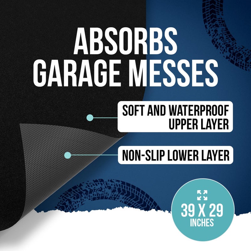 ITSOFT Garage Floor Mat for Under Car 3x2.5 Feet, Oil Spill Mat & Mechanic Pad, Oil Drip Pan, Absorbent, Washable, Non Slip & Waterproof Garage Mats - Image 4